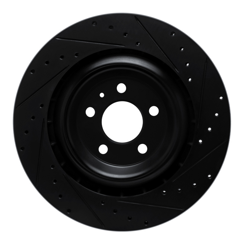 Porsche Macan Brake Rotor (1) - Rear Left - R1 Concepts - Drilled & Slotted - Black - `15-`18